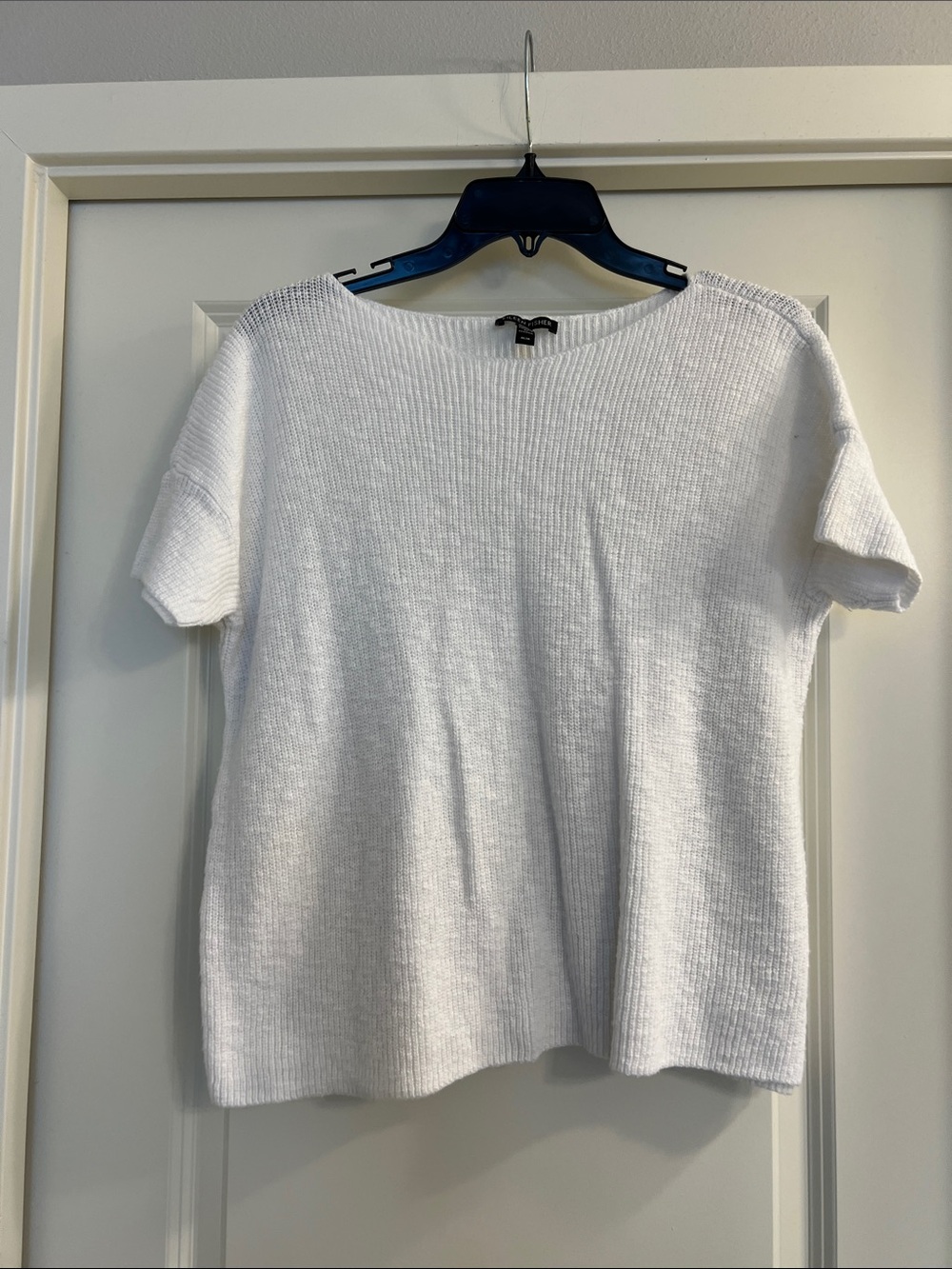 Eileen Fisher White Short-Sleeve Knit Top